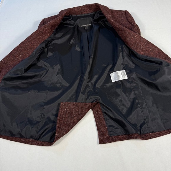 Banana Republic Petite 0 Blazer Rust Herringbone Wool Blend Tailored Academia - Picture 12 of 15